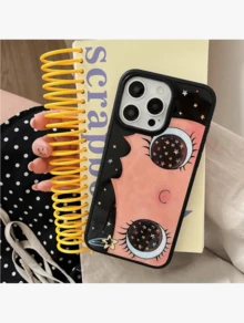 1pc Cute Cartoon Big Eye Pattern Personalized Phone, Fashionable Style Protective Cover, Suitable IPhone17/IPhone17 ProMax/IPhone16 Pro/IPhone15 Pro/IPhone14/IPhone13/12/11, Suitable As Family/Friends//Girlfriend - 黑色 - 查看 7