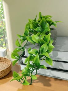 双色常春藤植物，常春藤和发财树叶子悬挂盆栽植物黄金葛室内装饰，情人节，生日毕业礼物，花园装饰，户外植物，园艺，假花 - 綠色 - 查看 9