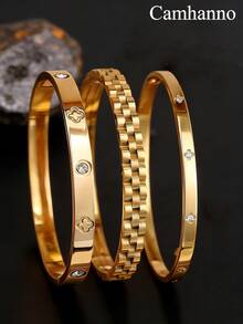 Camhanno 3pcs - Perfect Valentine's Day Gift. Made Of Durable, Shiny Stainless Steel With An Exquisite Textured Design, It Conveys A Unique And Romantic Sentiment. - Gold - View 6