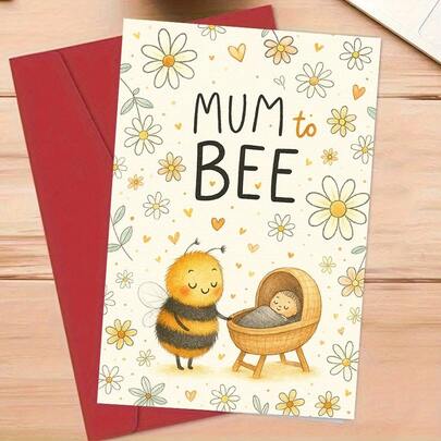 A Single Card Featuring A Charming 'Sweet Mum To Bee' Design, Ideal For New Moms. It'S A Considerate Present For Baby Showers Or Celebrations Of Motherhood, Perfect For Showing Love And Affection To Family And Friends. Includes An Envelope
