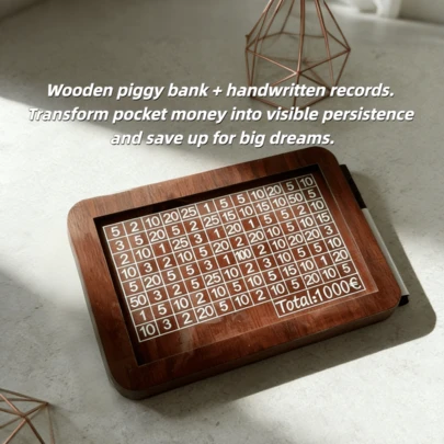 1pc Wooden Piggy Bank, Suitable For Euro Coins, Coin & Bill Storage, Home Decor, Gift For Children, Students, Adults, Mothers Day, Fathers Day, Birthday