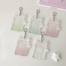 1pc Cute Angel & Star Print Card Holder, Student 3-Inch Photo Display Clip, Bus Card Case - Star Card Holder - View 2