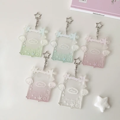 1个可爱天使星星图案卡套，学生3英寸照片展示夹，公交卡套