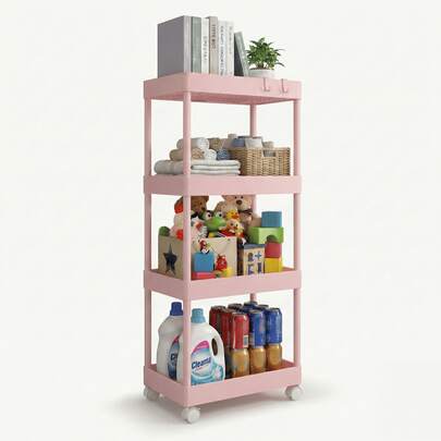 Carrito organizador con ruedas, estante de almacenamiento multiusos con ganchos, carrito auxiliar de cocina/baño/oficina, organizador para despensa