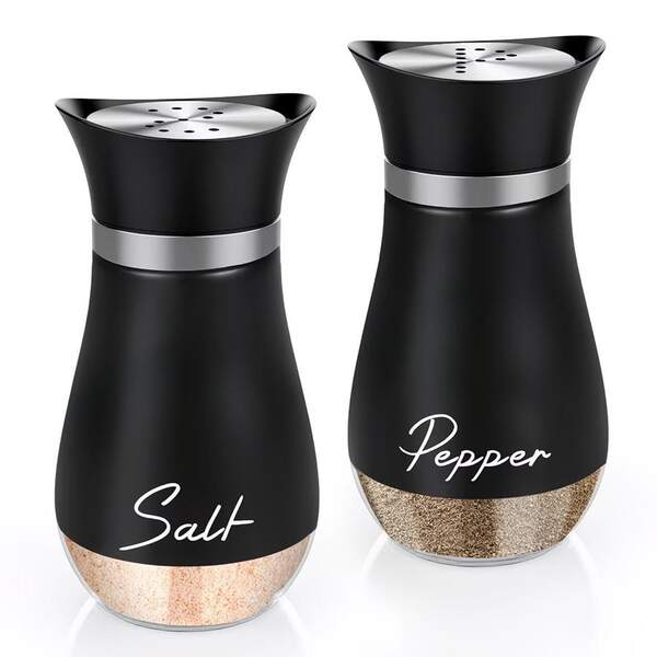 2pcs/Set Salt And Pepper Set, Stainless Steel And Glass Bottles, Salt Shaker For Cooking And Grilling.