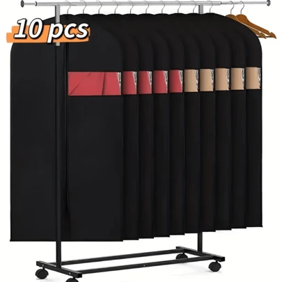 10pcs Thickened Hanging Garment Bag For Suits, Dust Cover For Coats And Gowns, Waterproof Dust-Proof Storage Organizer For Home Wardrobe.