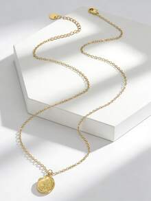 Charm-In 女士镀金多层项链，配花卉蜡封吊坠，链长45厘米，简约复古风格，适合日常通勤和优雅场合，是送给女友或闺蜜的文艺礼物。 - 金色 - 查看 5