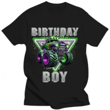 Birthday Boy Monster Truck Are My Jam Bday Party Kids Boys T-Shirt - màu đen - Xem 1