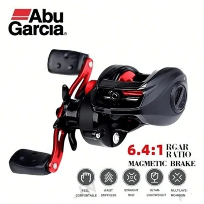 Carrete de pesca ABS Garcia BMAX3, ambidiestro, relación de engranajes 7.3, arrastre máximo 8kg, material de metal y plástico, 5 rodamientos, estilo aleatorio