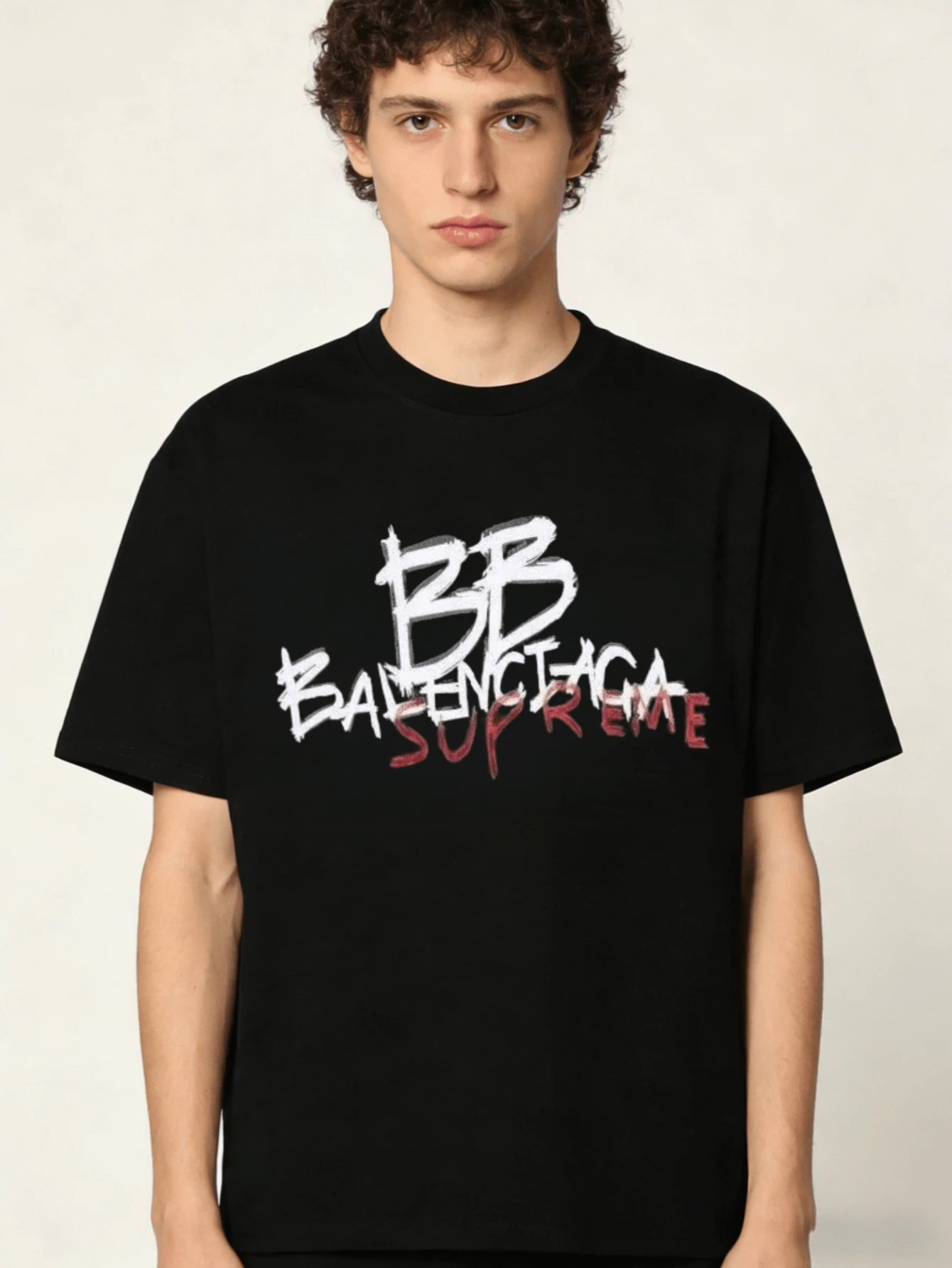 BALENCI New Men's 100% Cotton T-Shirt |   Cute Casual Short Sleeve Top |   Oversized Soft Breathable Tee |   High Quality Exactly The Same One-To-One Reconstruction |   Streetwear Basic Versatile Comfort Shirt |   High-End Brand Feel - 黑色1 - 查看 1