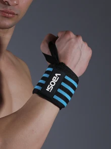 1 Pair Colorblock Sports Style Elastic Wrap Wrist Support, Professional Sports Protective Gear. Adjustable Wrap Strap Design, Soft & Breathable Knit Blend Material, Provides Wrist Compression, Joint Support, Impact Absorption, Moisture-Wicking, And Stretchy Fit. - VB Wrist Brace - View 11
