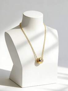 Charm-In Dây chuyền mặt hạt mạ vàng dành cho nữ, đính đá Cubic Zirconia, thiết kế tối giản, phù hợp cho đi làm hàng ngày và những buổi đi chơi thông thường, món quà tối giản dành cho bạn gái hoặc bạn thân. - Vàng - Xem 1