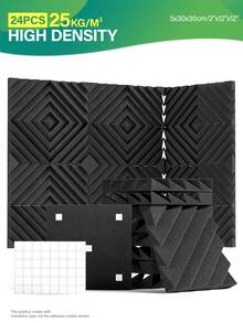 OSITE SKY 24 miếng - Xốp cách âm (12x12x2 inch) Tấm cách âm rãnh kim cương | Giãn nở nhanh, dễ lắp đặt | Miếng dán tường trang trí nhà/văn phòng - 24 chiếc (Kèm băng dính) - Xem 11