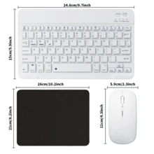 蓝牙键鼠套装，含鼠标垫、便携式无线键盘（150mAh），兼容三星平板电脑、苹果iPad（iOS 13及以上版本）、安卓智能手机、Windows系统（白色） - 白色 - 查看 11