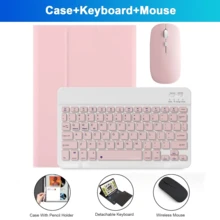 无线蓝牙键盘（150mAh）和鼠标笔支架可拆卸键盘保护套，兼容三星 Galaxy Tab Redm SE（粉色） - 粉色 - 查看 4