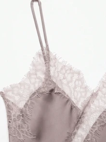 Women's Lace Patchwork Asymmetrical Hem Fashionable Versatile Date Night Camisole Top Summer - Pinkish Purple - View 4