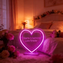 1pc Heart-Shaped Neon Light, Indoor Illuminated Sign, 5V With Switch Control Dimmable, USB Powered - Heart to Heart - View 9