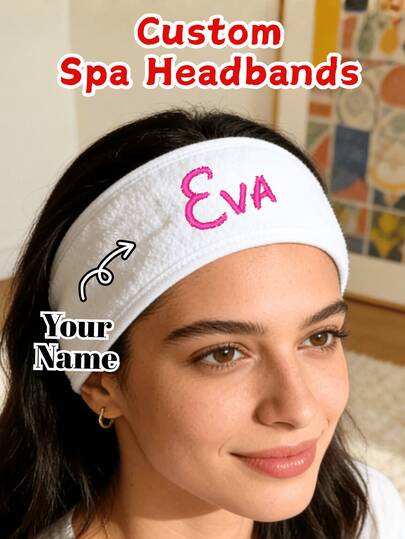 Customizable Embroidered Headband, Self-Adhesive Adjustable, Suitable For Washing Face, Makeup, Beauty Care, Yoga And Other Occasions. Ideal For Women's Headwear, Valentine's Day Gift, Personalized Gift For Friends And Family, Handmade Wedding Item, Easter Gift, Home Decor, Party Decoration