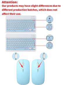 Teclado inalámbrico Bluetooth (150mAh) y soporte para ratón y lápiz stylus, funda desmontable para teclado para Samsung Galaxy Tab e iPad, iPad SE (Azul) - Azul - Ver 12