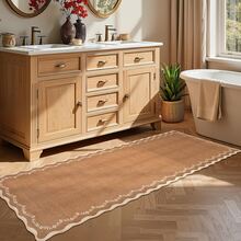 Thảm nâu gợn sóng, có thể giặt và gấp gọn, họa tiết hoa Bohemian, thích hợp cho nhà bếp, hành lang, phòng tắm, lối vào, phòng ngủ, phòng khách, phòng giặt và nhiều nơi khác, thảm trang trí nhà cửa. - màu nâu - Xem 8