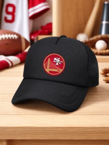 - Mesh Baseball Cap For Men Women Sporty Casual Outdoor Wear   - San Francisco Bridge Logo Embroidered Design With Sf Initials   - Adjustable Fit Comfortable Breathable For Daily Use Running And Leisure Activities - màu đen - Xem 1