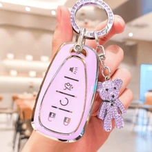 Chevrolet Car Keychain With Cute Rhinestone Teddy Bear Keychain, Soft TPU Car Key Shell, Fit For Chevrolet MALIBU, CRUZE, CAPTIVA, SAIL, EPICA, Malibu, CAVALIER, Cruze, TRACKER, Malibu Camaro Trax - A - View 8