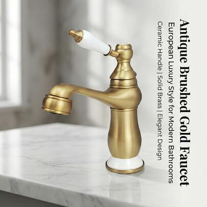 حنفية حمام ذات فتحة واحدة، صنبور ماء بارد وساخن على الطراز الأوروبي، جسم من النحاس مقاوم للتآكل، تركيب فتحة واحدة مريح وموفر للمساحة، تحكم مزدوج سهل الاستخدام للحمام المنزلي/الحوض، واجهة G1/2 مع خرطومين بطول 50 سم، محول G3/8 مرفق