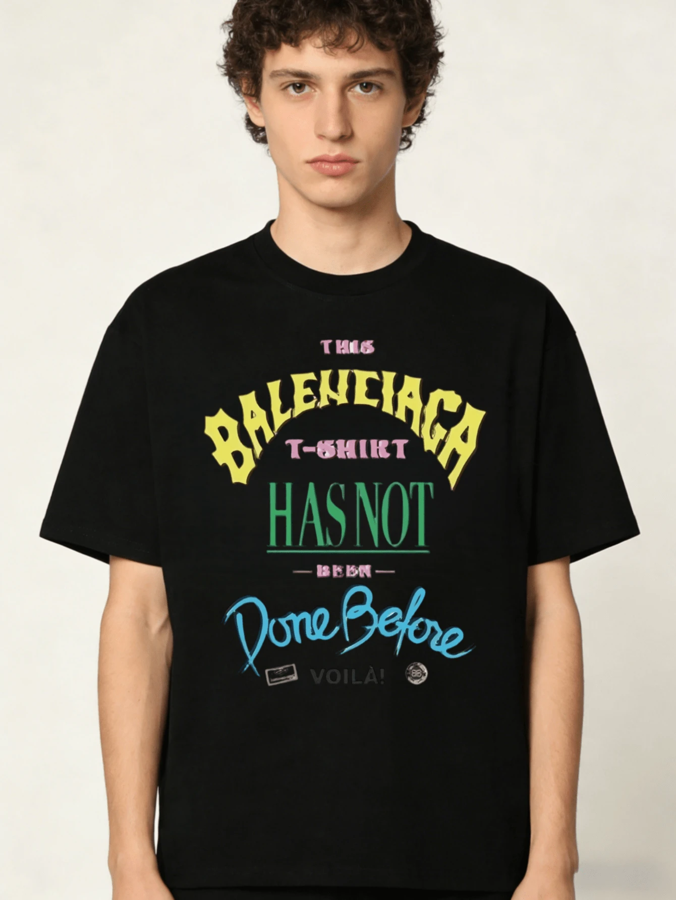 BALENCI New Men's 100% Cotton T-Shirt |   Cute Casual Short Sleeve Top |   Oversized Soft Breathable Tee |   High Quality Exactly The Same One-To-One Reconstruction |   Streetwear Basic Versatile Comfort Shirt |   High-End Brand Feel - 黑色12 - 查看 1