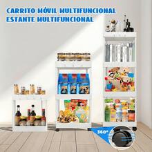 Carrito organizador con ruedas, estante de almacenamiento multiusos con ganchos, carrito auxiliar de cocina/baño/oficina, organizador para despensa - Rosa - Ver 6