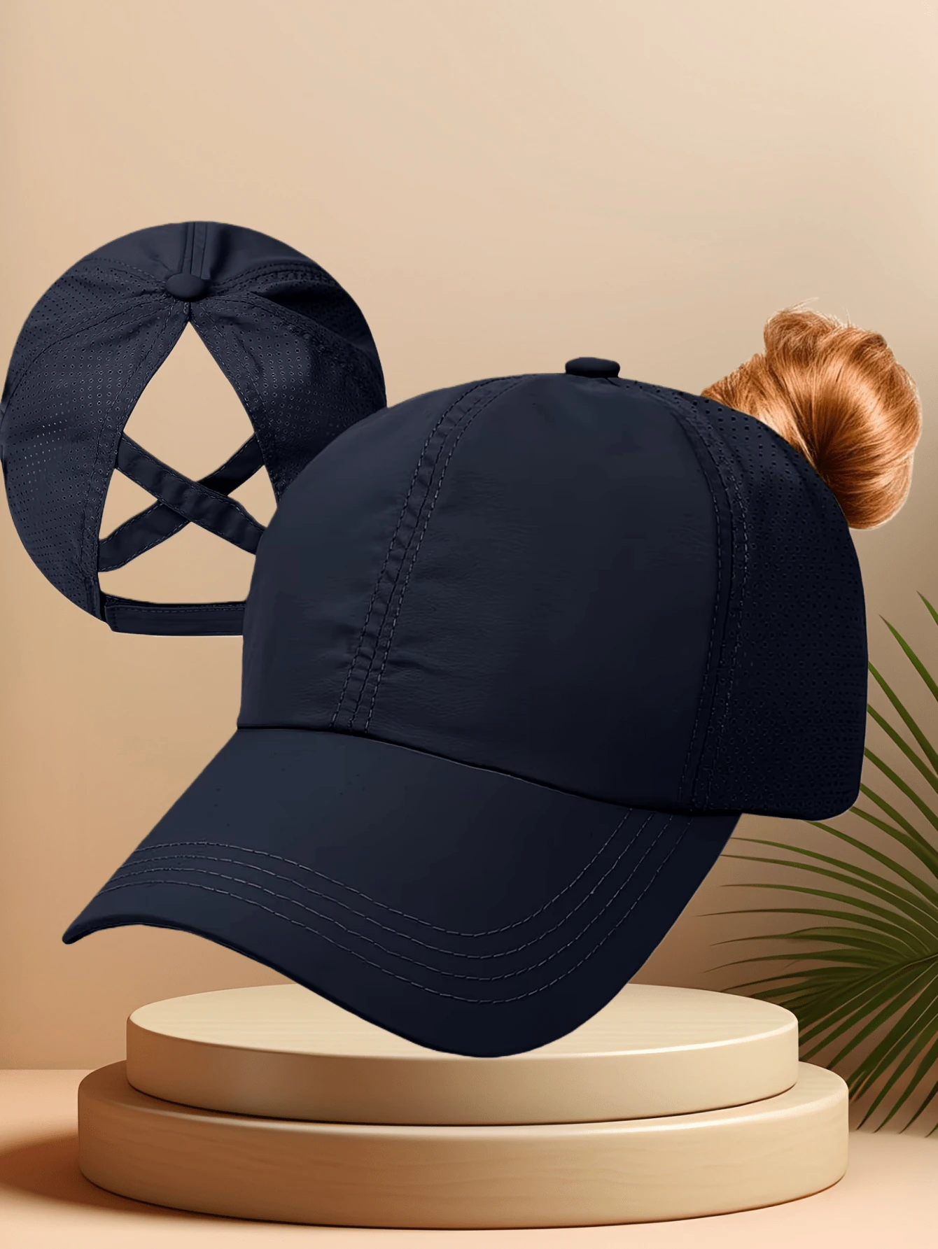 1pc Unisex Baseball Cap With Ponytail Hole - Breathable Quick-Dry Mesh Cap, Adjustable Design, Available In Black/White/Pink/Gray, Suitable For Running & Casual Wear. Material: [Fabric Material]