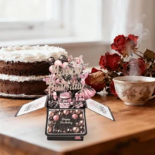 1个3D立体弹出式生日礼盒，精美激光切割贺卡，附赠信封和贺卡卡，独特的生日礼物，3D立体弹出式贺卡，派对、宴会道具，礼物，生日贺卡 - 彩色 - 查看 3