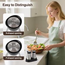 2件套盐和胡椒粉套装，不锈钢和玻璃瓶，烹饪和烧烤用盐瓶。 - 彩色 - 查看 3