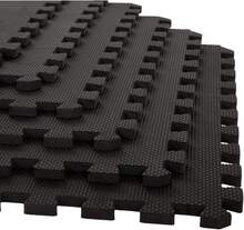 Esterilla Puzzle para Suelos de Gimnasio y Fitness Esterilla de Suelo, Suelo Tatami Puzzle Premium, 9/18 unidades, Esterilla Suelo Gimnasio Puzzle Espuma EVA 30x30 cm, Alfombrillas Acolchadas Antideslizantes - Negro - Ver 6