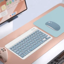 Juego portátil inalámbrico de teclado y ratón Bluetooth de 150mAh, compatible con tabletas , Apple iPad (iOS 13+), smartphones Android, sistemas Windows (Azul Brumoso) - azul brumoso - Ver 3