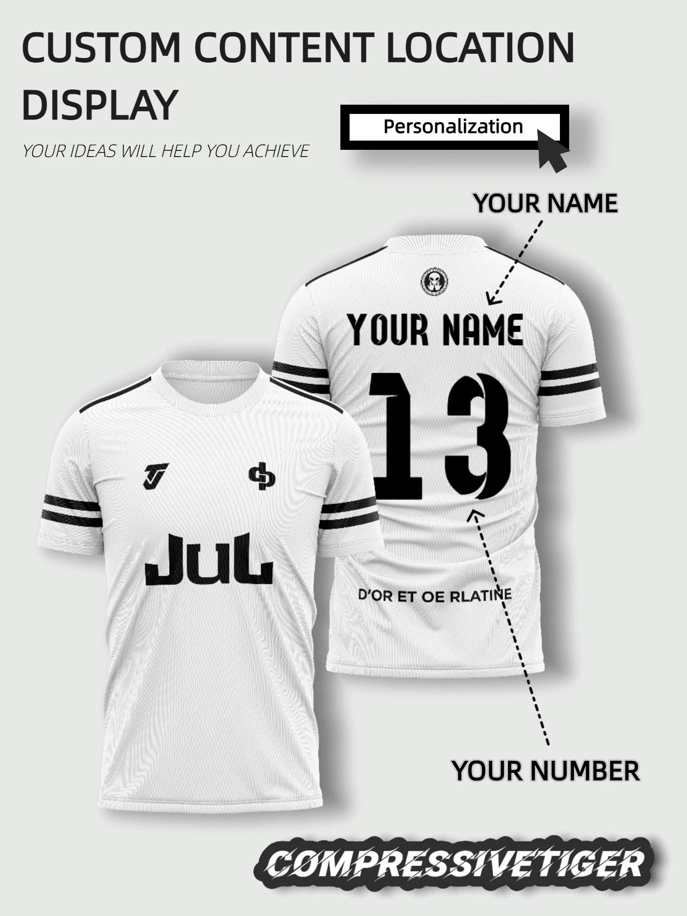 Áo bóng đá đen trắng cổ điển tùy chỉnh 1 chiếc | Cá nhân hóa với tên, số và logo | Đồng phục đội bóng chuyên nghiệp, thoáng khí, World Cup 2026, quà tặng ngày lễ, phù hợp cho các trận đấu bóng đá mùa hè - trắng - Xem 1