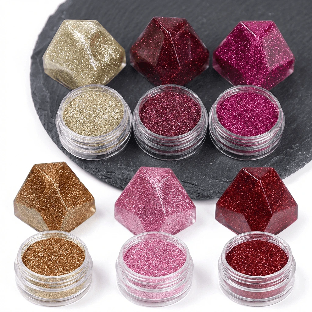 6 hạt kim sa lấp lánh bằng nhựa DIY - Lá phong đỏ cam mảnh - Dùng để trang trí đồ trang sức DIY, chất độn khuôn nhựa Epoxy - Nhiều màu - Xem 1