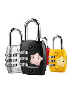 Cute Star Decorated Combination Lock - Three-Digit Security Metal Travel Lock, Gym Locker Combination Padlock, Luggage/Backpack Zipper Anti-Theft Combination Lock, Sturdy Metal Construction, Easy Setting, Multiple Colors Available, Suitable For Suitcases, Backpacks, And Lockers - Multicolor - View 2