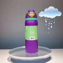 Owal-A 32盎司不锈钢保温水瓶 - 防漏运动水瓶，配备双功能吸嘴盖、翻盖吸管和宽口设计 - 保温/保冷长达24小时 - 非常适合健身、旅行和日常使用 - 彩色 - 查看 7