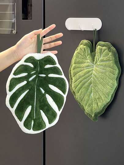 Creative Leaf Pattern Towel, Hanging Decorative Towel Suitable For Kitchen, Bathroom, Bedroom, Good Absorbency And Easy To Clean