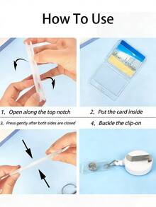 透明花卉图案姓名牌夹，可伸缩工作证卡夹，便携式卡片收纳挂件，适用于会议和办公场合，女士卡包，迷你钱包，小钱包，钱包，钥匙扣 - 多色 - 查看 5