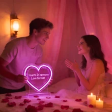 1pc Heart-Shaped Neon Light, Indoor Illuminated Sign, 5V With Switch Control Dimmable, USB Powered - Heart to Heart - View 3