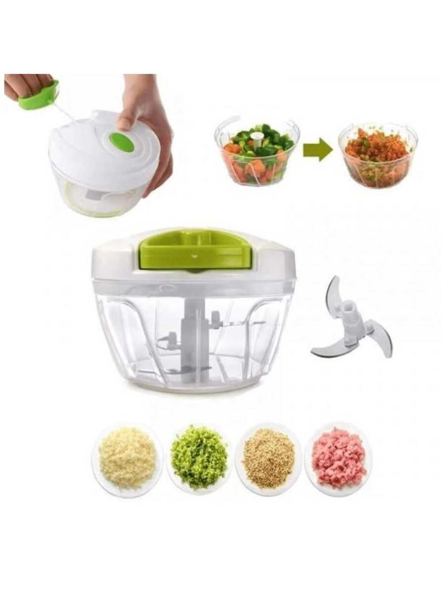Mini Manual Garlic Crusher And Grinder With 3 Blades, For Onions, Spices And Fruit, 500ml - Immediate Shipping - 處理 - 查看 1