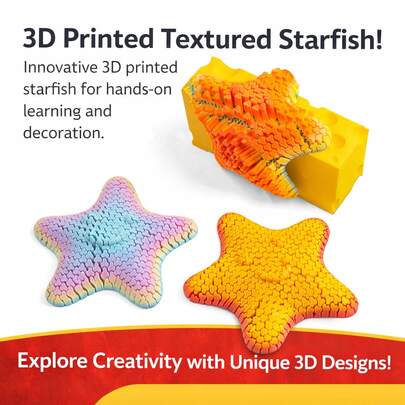 1 pieza Figura decorativa de estrella de mar texturizada impresa en 3D, modelo de alivio del estrés sensorial creativo con diseño articulado flexible, decoración de escritorio con tema marino para aprendizaje STEM de biología marina, regalo único con diseño de degradado de color