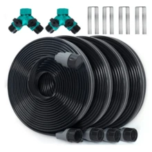 Hose With Holes, Flat Soaker Hose 100 Ft (25 Ft 4pack) With Garden Staples And Splitters, Watering Drip Irrigation Hoses For Lawn, Vegetable And Garden Beds - A - 查看 2