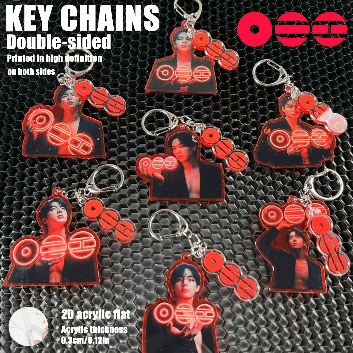 B/TS, ARMY OT7, ARIRANG 0320, Car Keychain Pendant Keychain Holder Key Ring Mobile Phone Bag Hanging Gifts,Special Gifts For Friends - OT7 - View 1