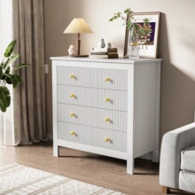 Sideboard, Chest Of Drawers With Special Doors, Gold Handles, Sideboard/Shoe Cabinet/Dressing Table - White - View 3