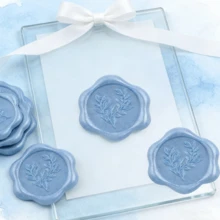 20张蓝色自粘桉树蜡封贴纸，适用于礼品、婚礼请柬、信封封口 - Eucalyptus-藍色 - 查看 6