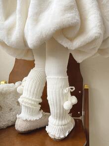 2 đôi tất giữ ấm chân có nơ và bèo nhún cho bé gái, đa năng. - Nhiều màu - Xem 7