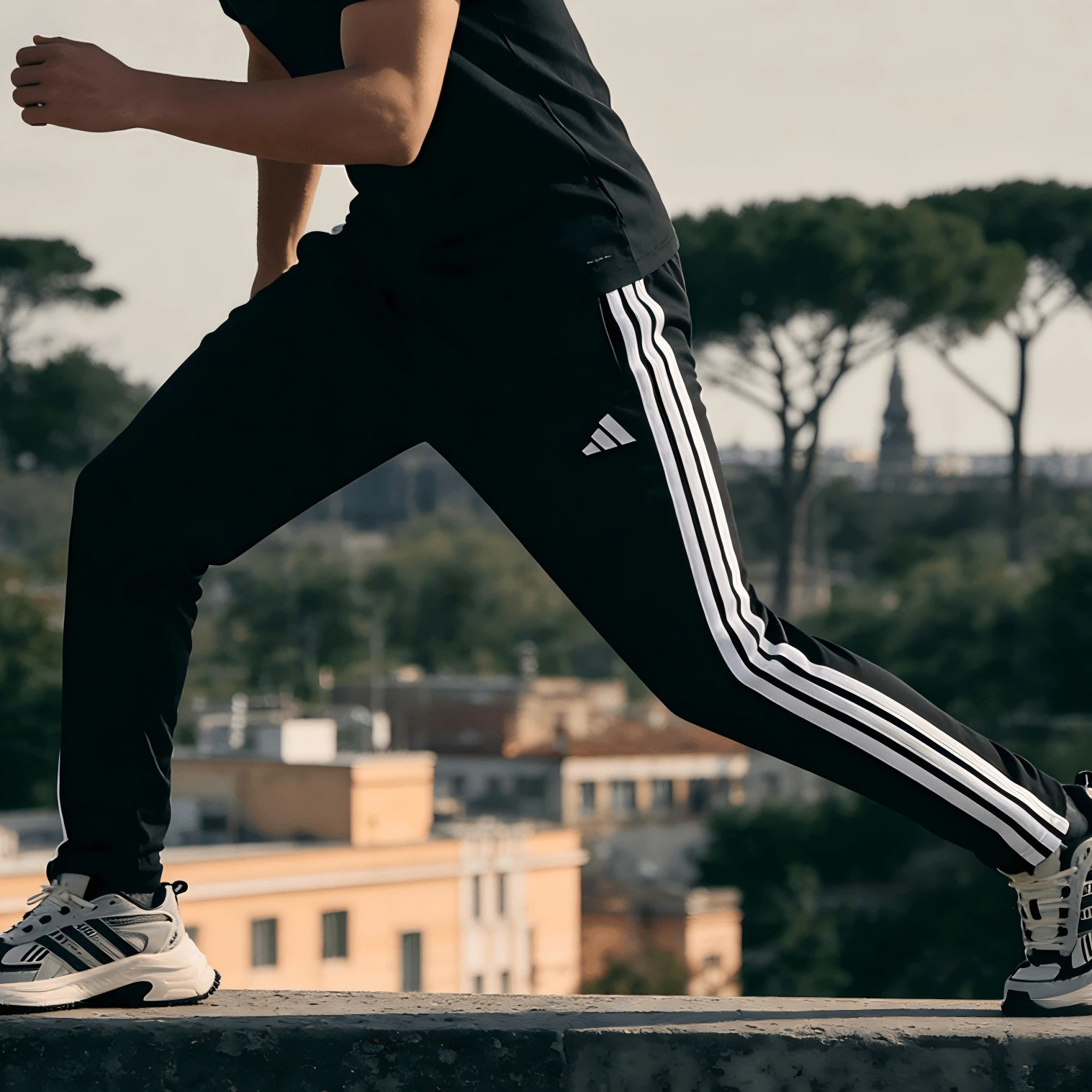 Adidas 男士户外运动健身训练休闲舒适长裤，M 3S SJ TO PT JE6430 - 黑色 - 查看 1