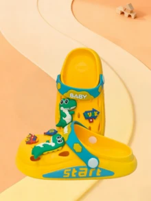 Cartoon Dinosaur Breathable Sandals For Kids Boys & Girls, Summer - Yellow - View 4